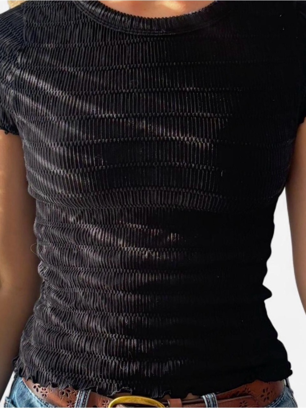 American Eagle Smocked Short-Sleeve Women’s Top